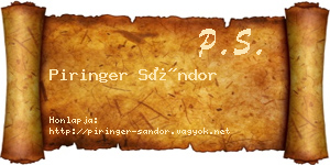 Piringer Sándor névjegykártya